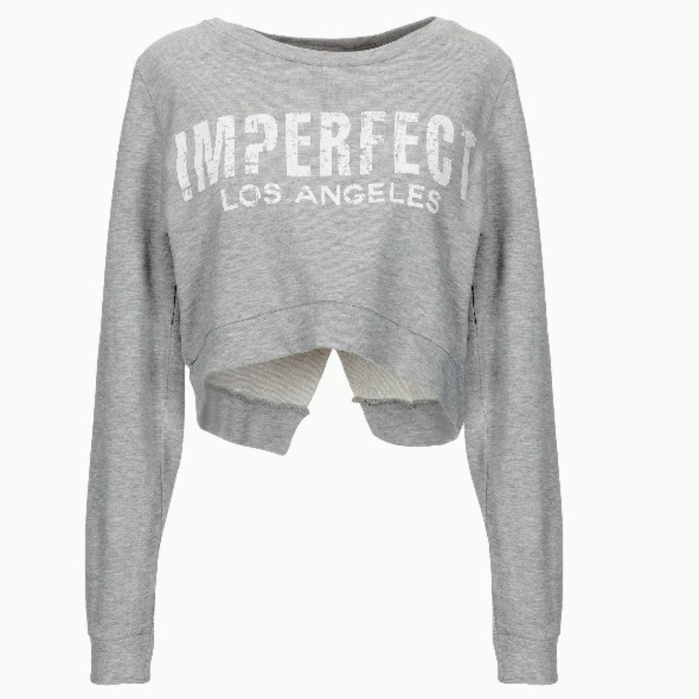 !M?ERFECT Light Gray Crop Cotton Sweatshirt